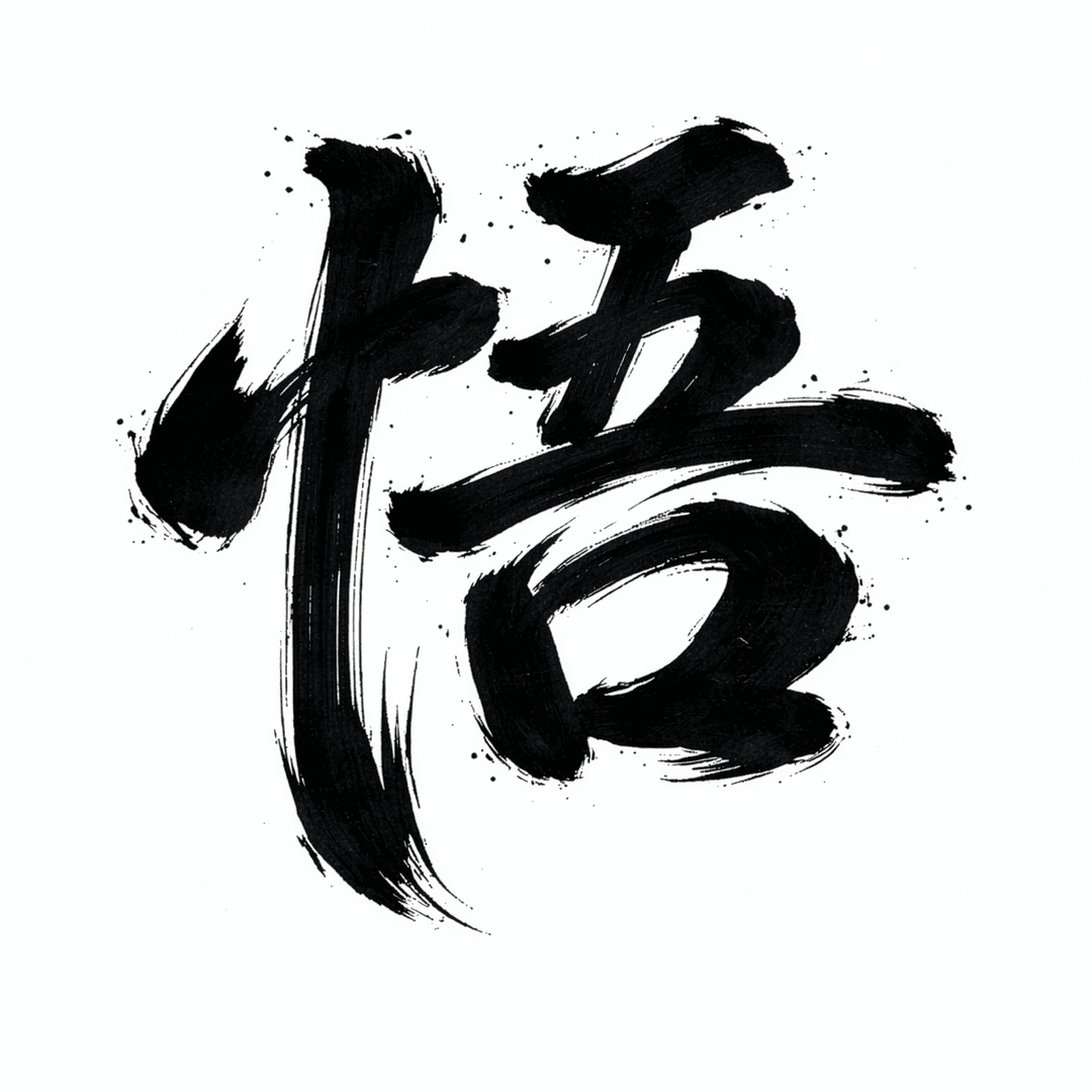 Kanji 悟 — satori, insight (brush calligraphy)